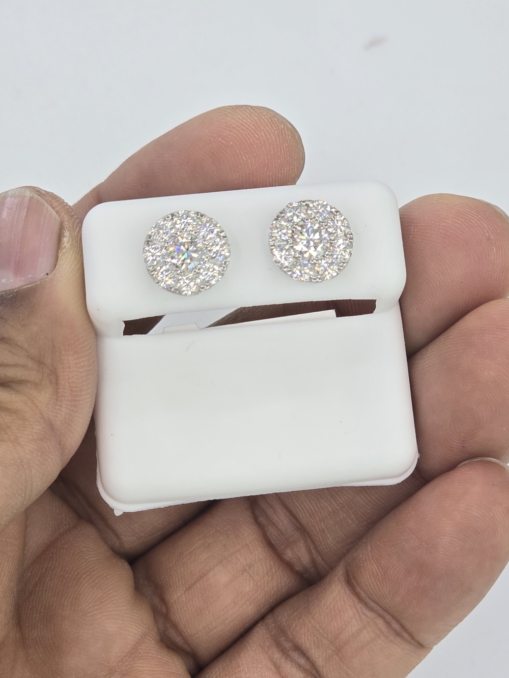 925 Sterling Silver Moissanite Diamond Round Stud Earring